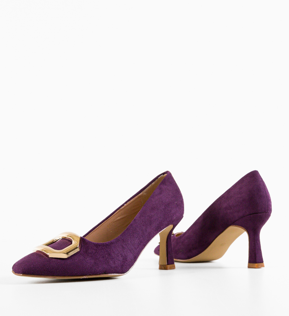 Pantofi Dama Lesedi Mov cu Toc Eleganți - imagine 11
