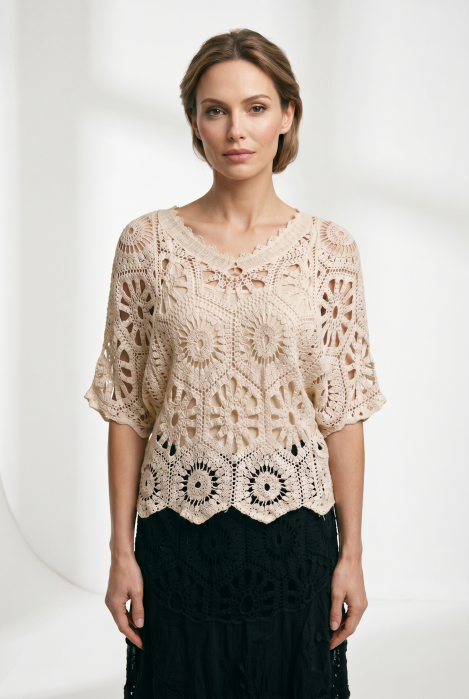 Bluza vara Shopika | Bumbac brodat, croi lejer