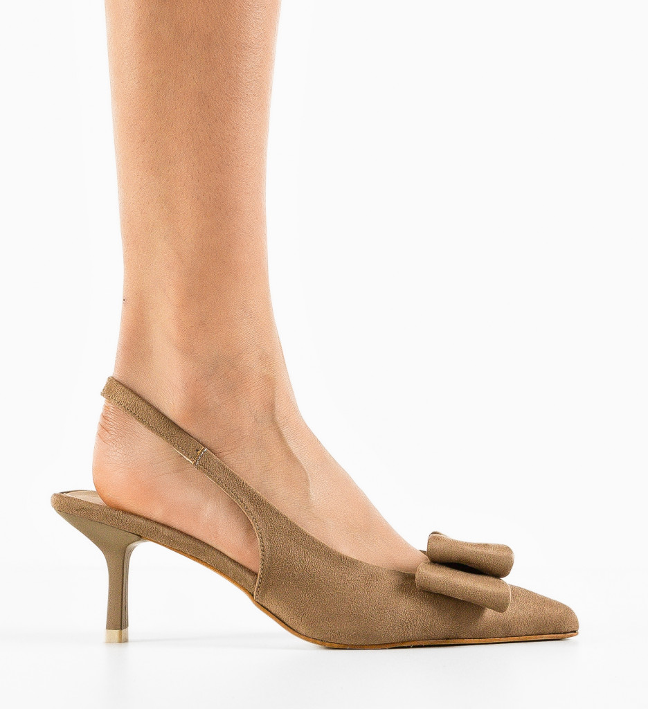 Pantofi Hugo Khaki cu Toc Eleganți - imagine 4