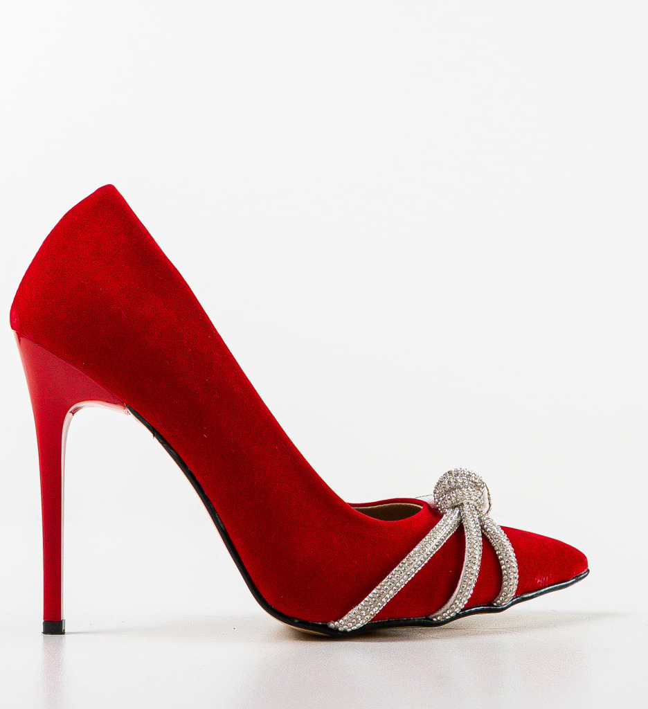 Pantofi Dama Mogles Rosii cu Toc Eleganți - imagine 5