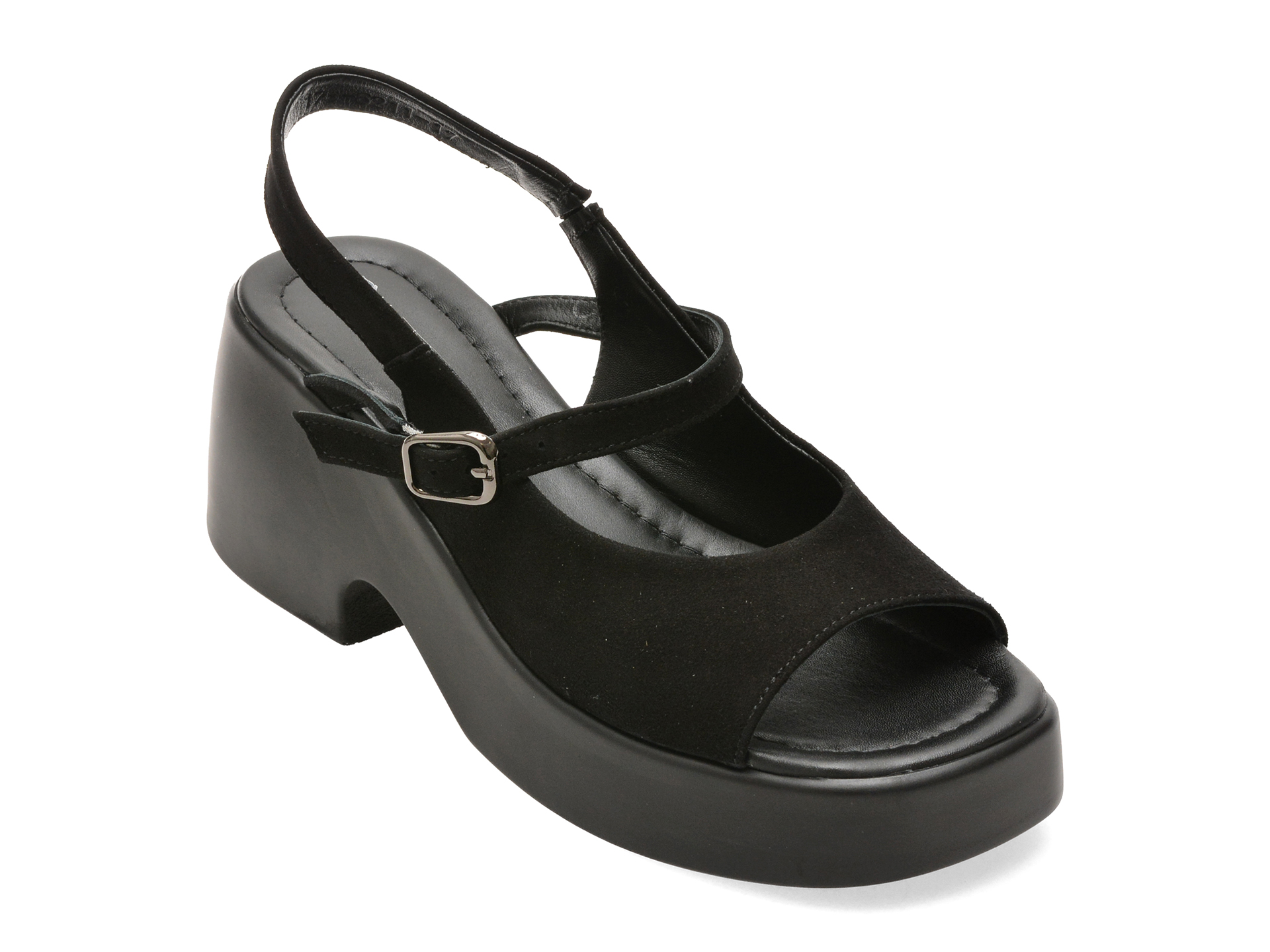 Sandale GRYXX Negre Piele Întoarsă Elegante