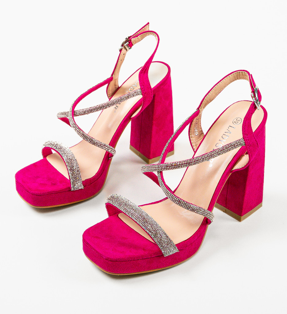 Sandale Dama Fuchsia cu Toc Elegant - imagine 6