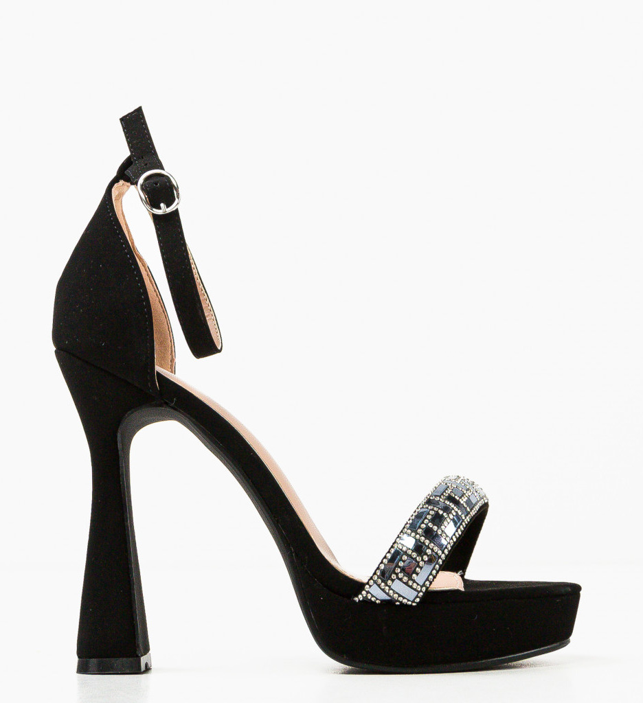 Sandale Kuday Negre Elegante cu Toc - imagine 5