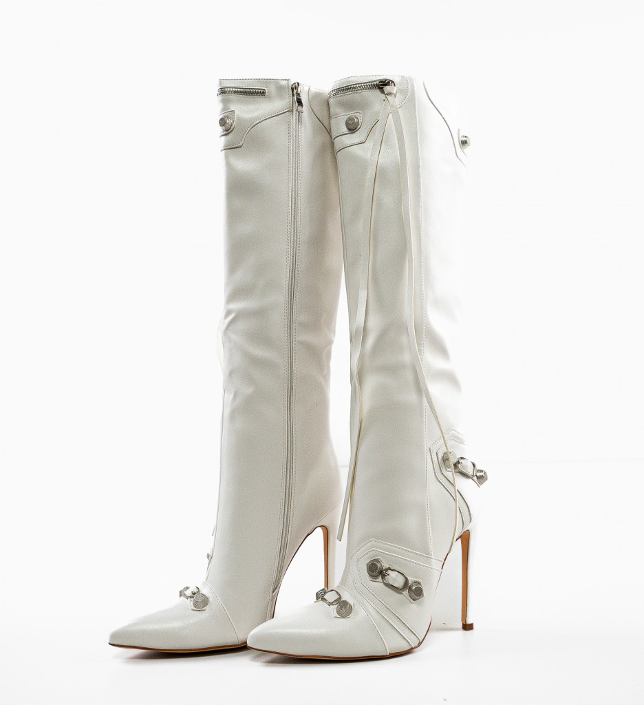 Cizme Dama Glass Albe - Eleganță și Stil - imagine 7