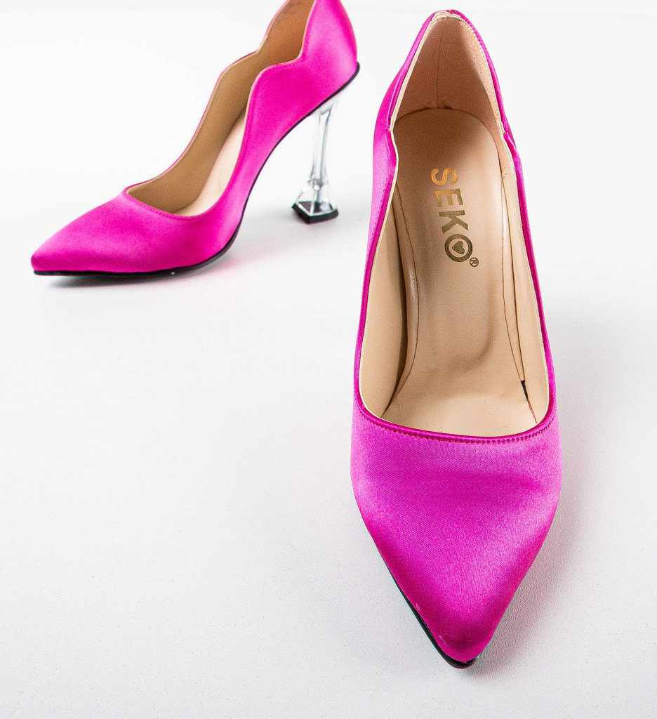 Pantofi Hajua Fuchsia Eleganți cu Toc - imagine 7