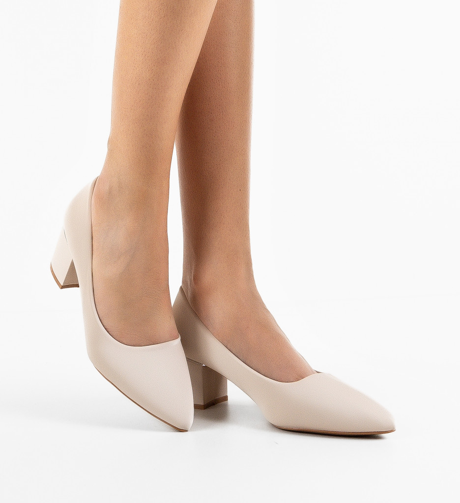 Pantofi Dama Berry Bej cu Toc Eleganti