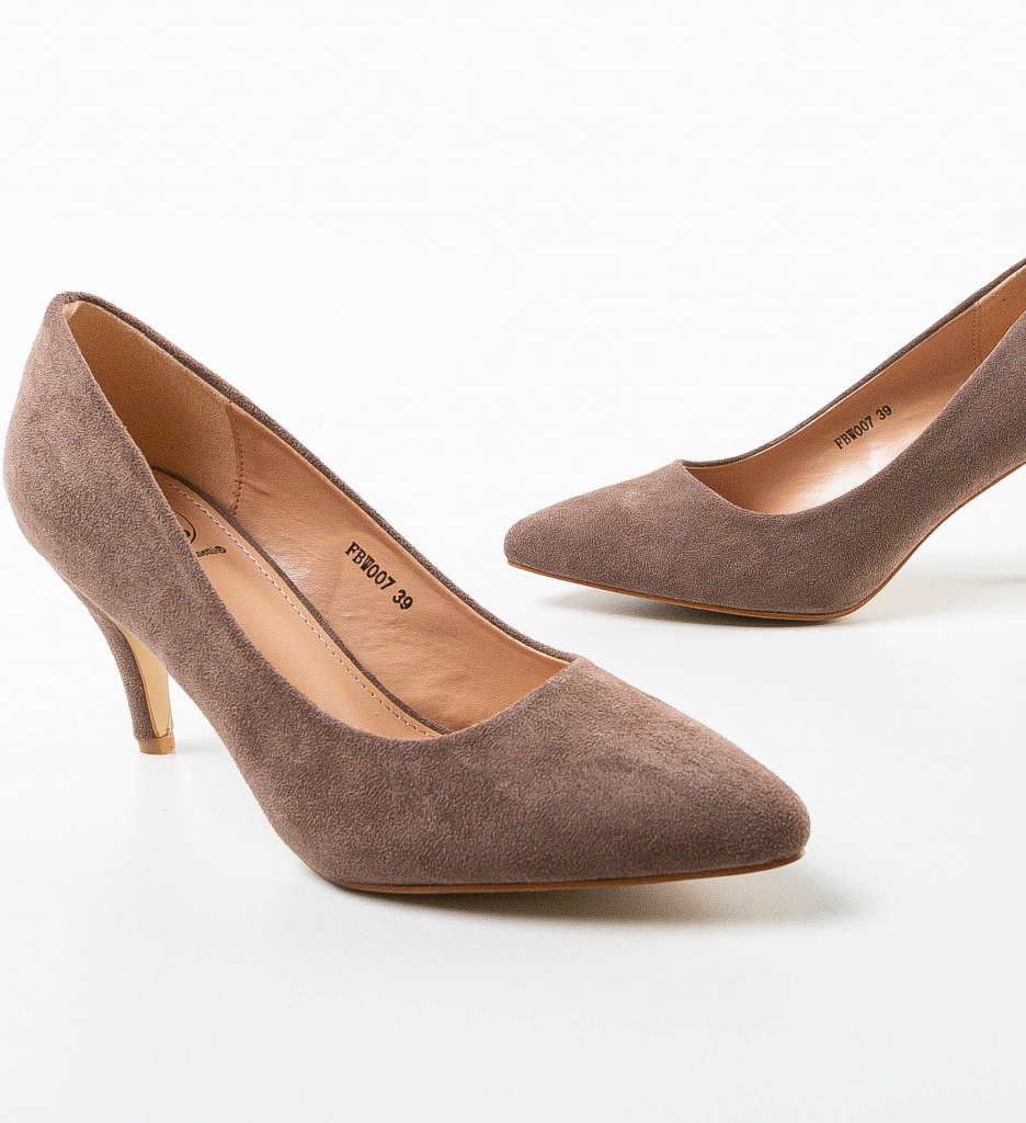 Pantofi Birro Khaki Eleganți cu Toc - imagine 7