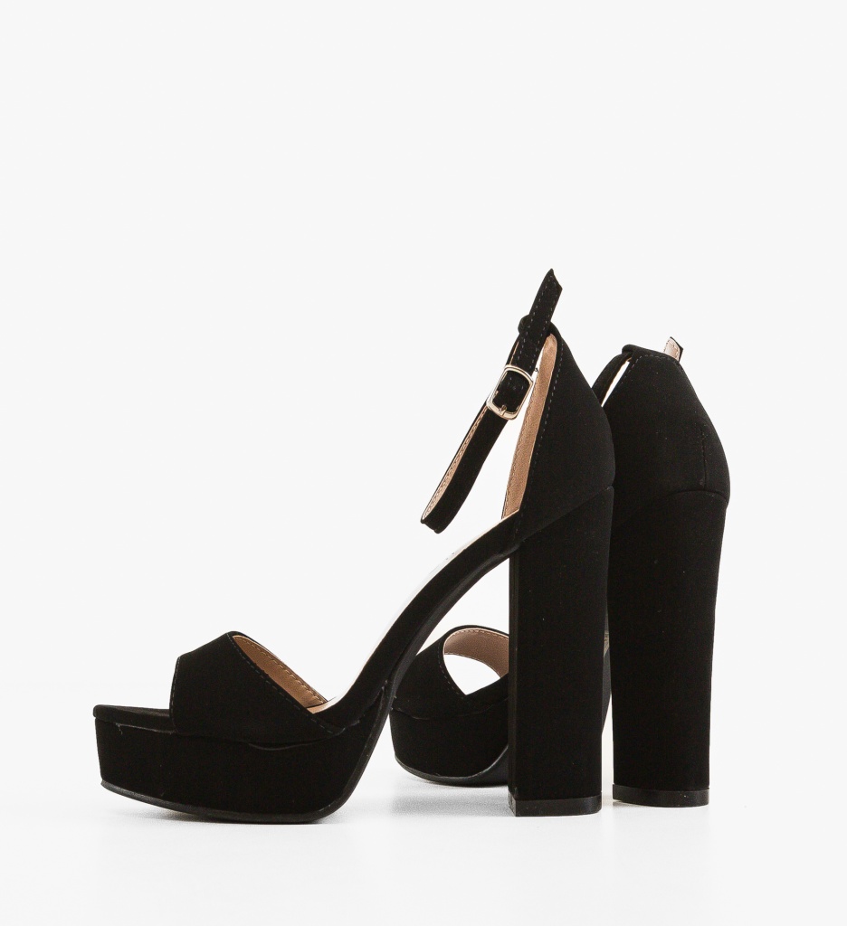 Sandale Elegante cu Toc Stuart Negre - imagine 4