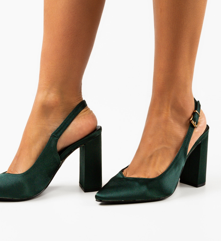 Pantofi Anhelina Verzi cu Toc Eleganți - imagine 2