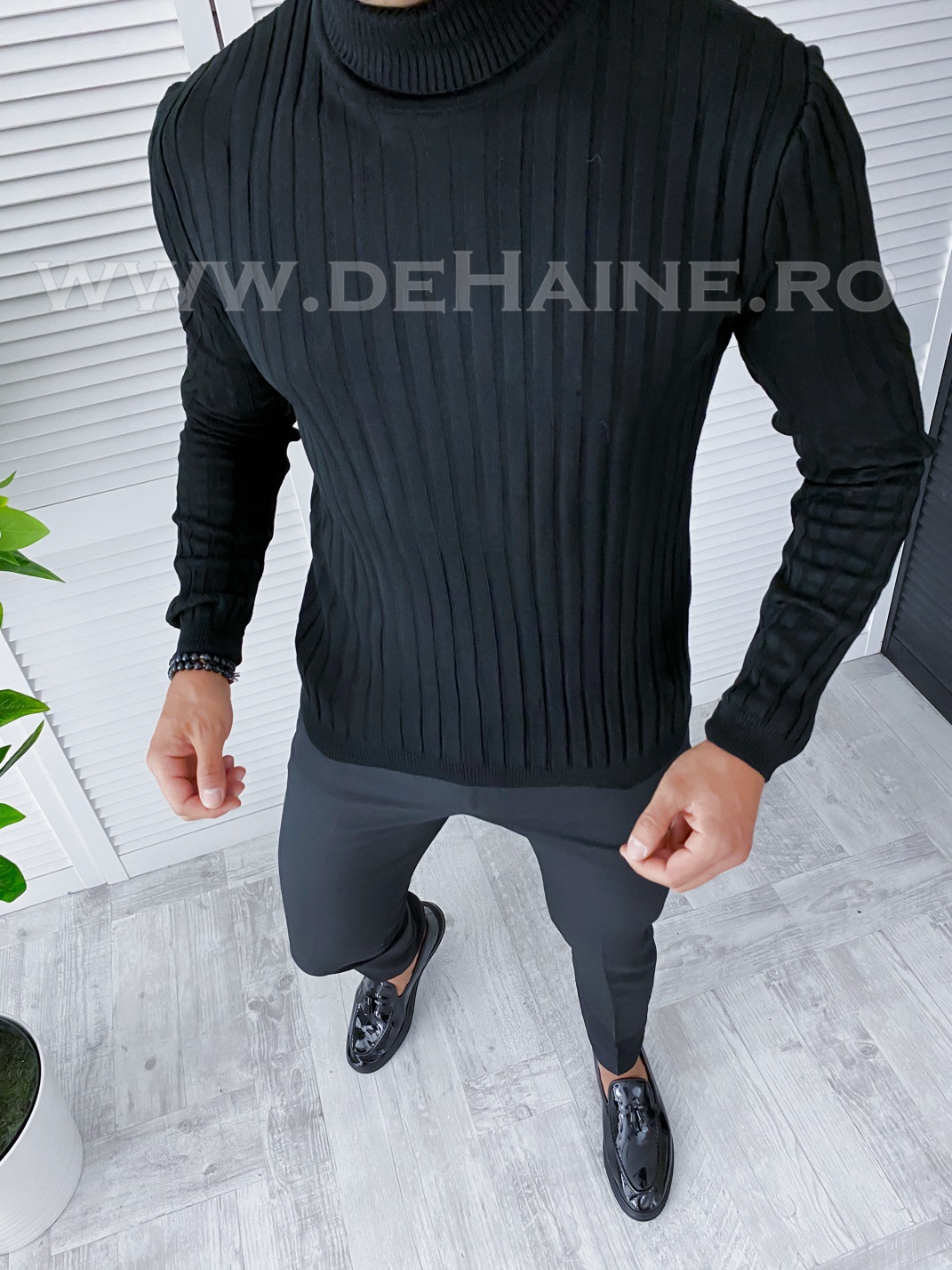 Helancă Bărbați Slim Fit Neagră | Stil Modern