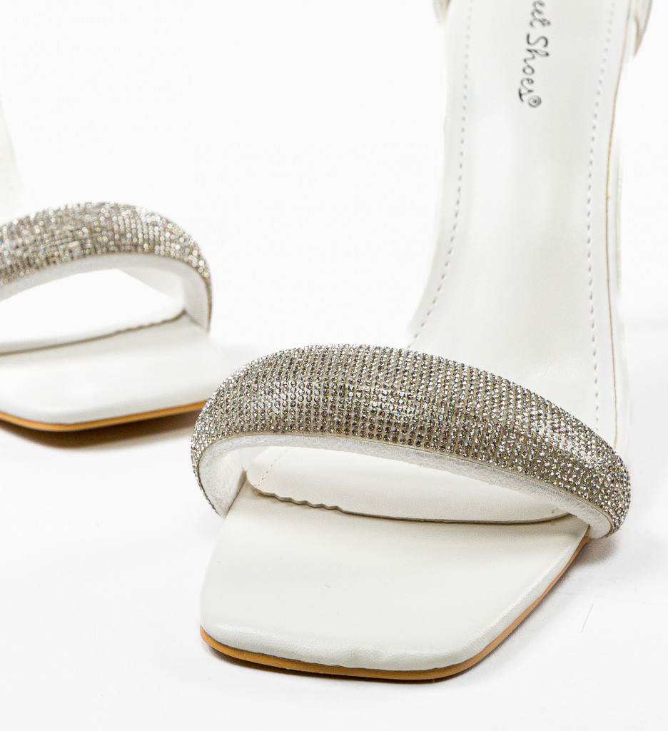 Sandale Yolox Albe cu Toc Elegante - imagine 5