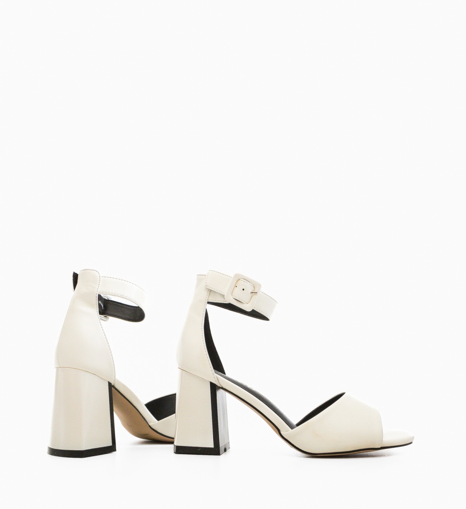 Sandale Dama Kraspe Albe cu Toc Elegant - imagine 2