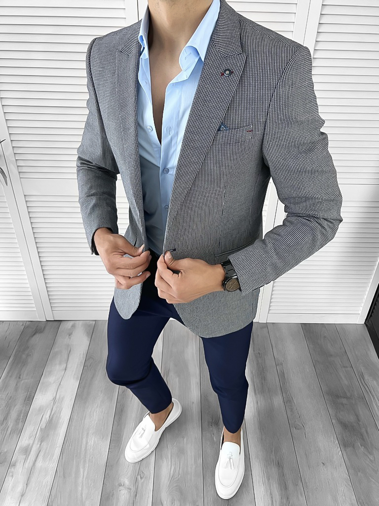 Sacou Barbati Slim Fit Bleumarin | Eleganta Moderna