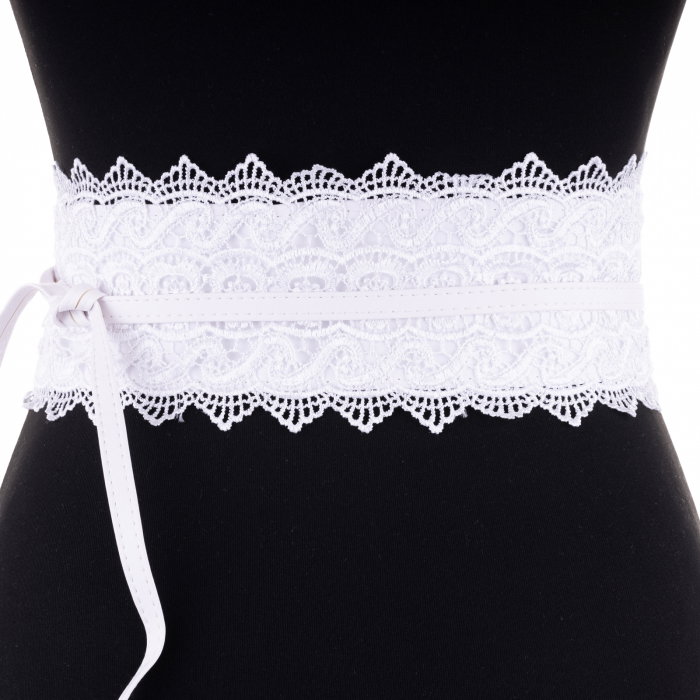 Curea lata albastra broderie Shopika