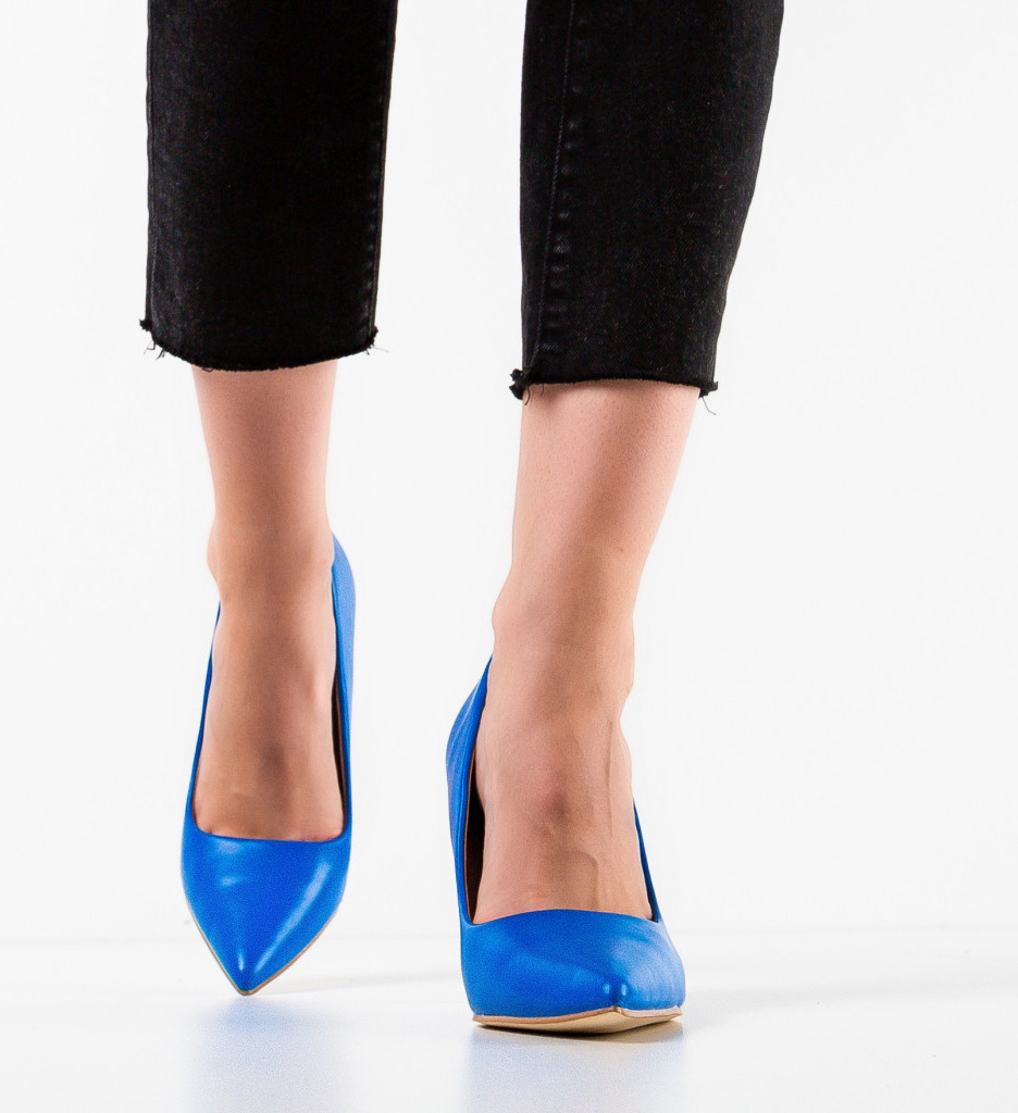Pantofi Plazar Albastri cu Toc Eleganți - imagine 2