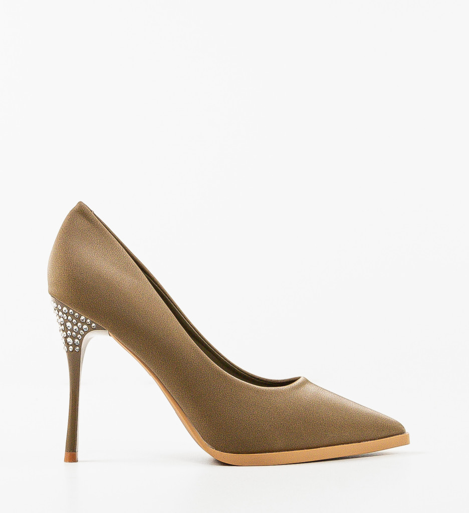 Pantofi Demoux Khaki cu Toc Eleganți - imagine 7
