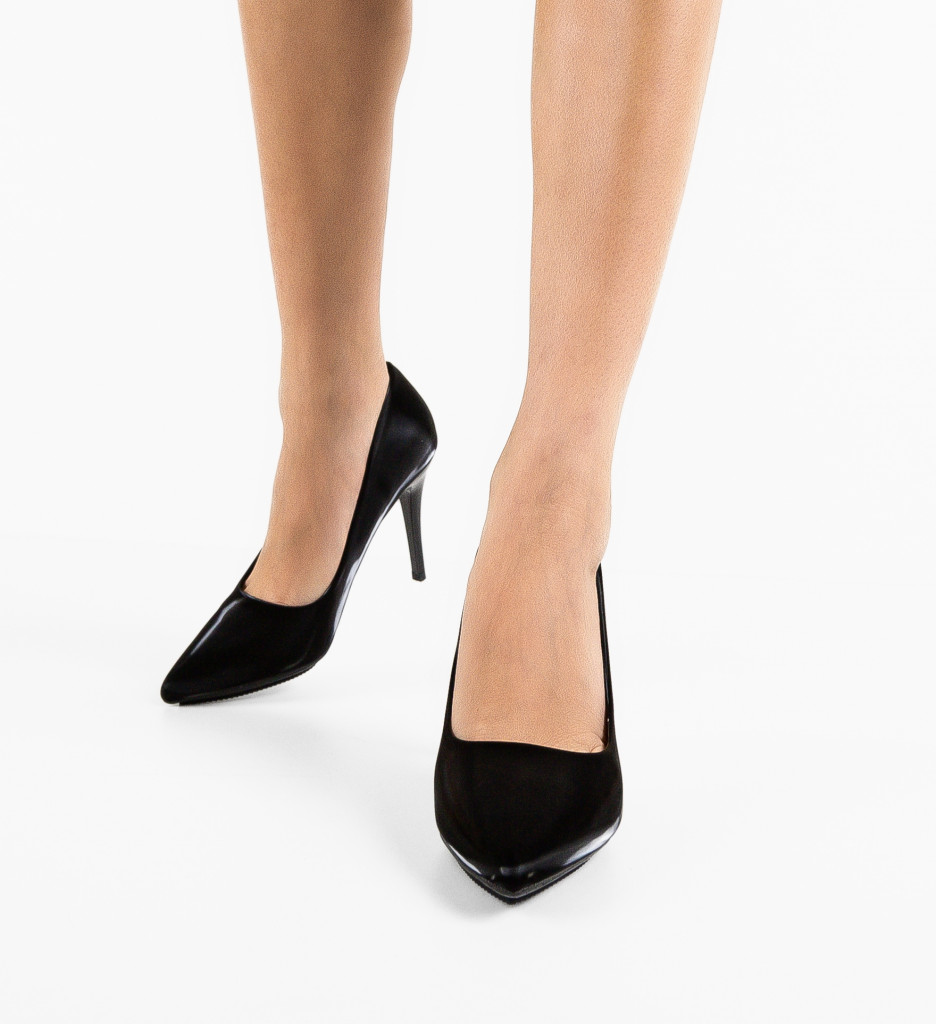 Pantofi Dama Lepye Negri Eleganți cu Toc - imagine 2