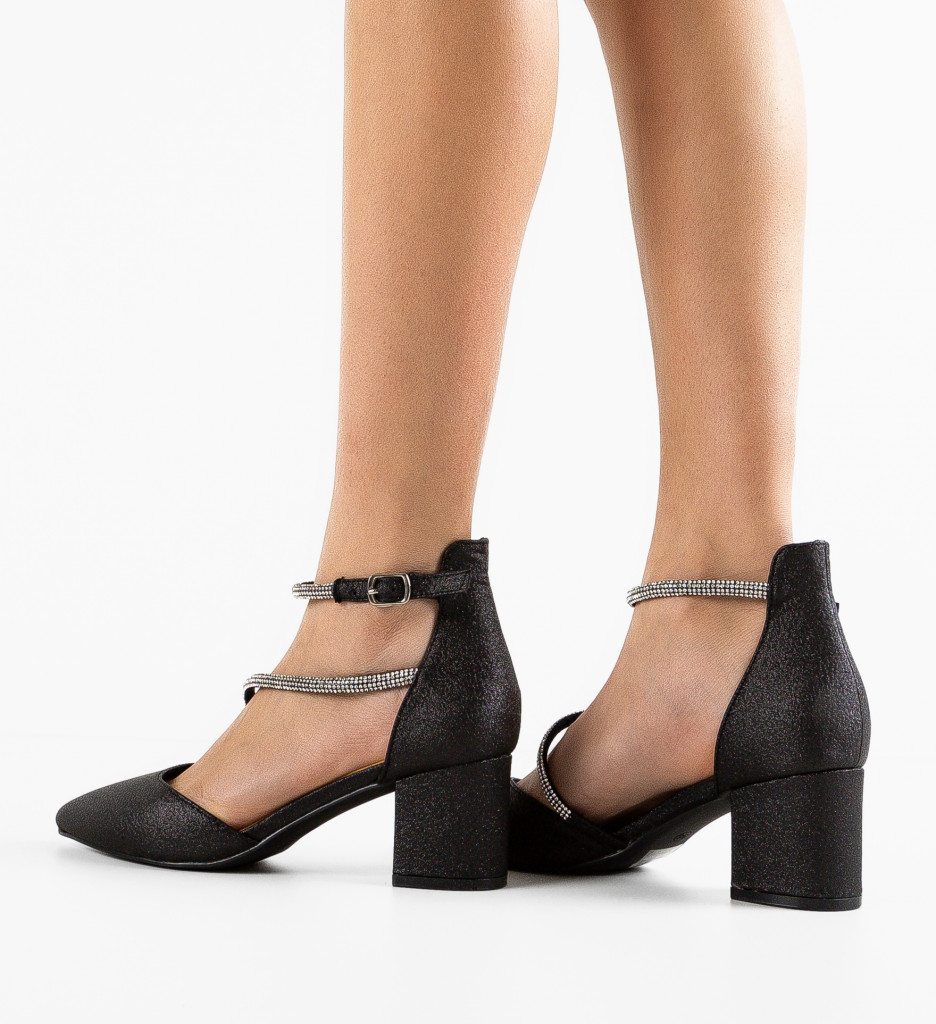Pantofi Charis Negri Eleganți cu Toc - imagine 4