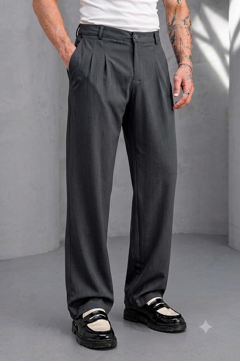 Pantaloni barbati casual  croiala lejera  gri inchis A01 H7-4.3