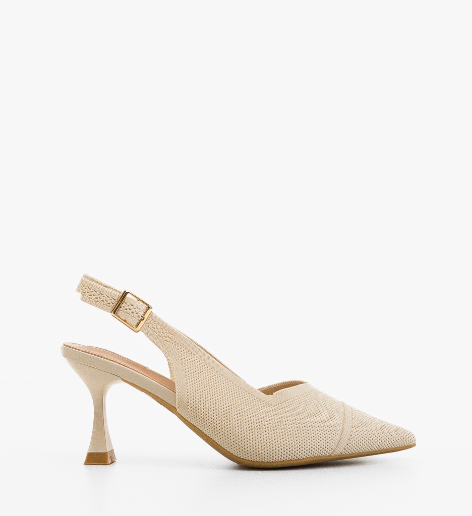 Pantofi Aadam Bej Eleganți cu Toc - imagine 7