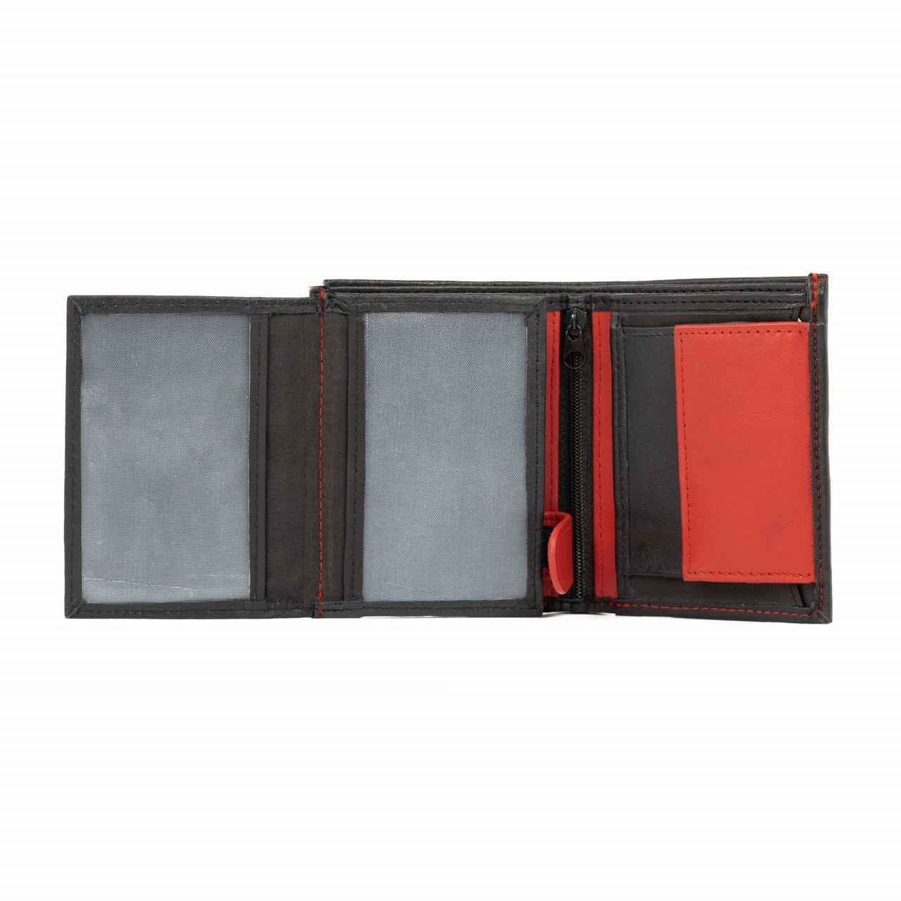 Portofel Landon Piele Naturală Negru-Roșu Delis - imagine 3