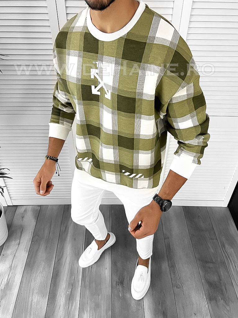 Bluza Barbati Kaki Oversize din Bumbac | Model Modern