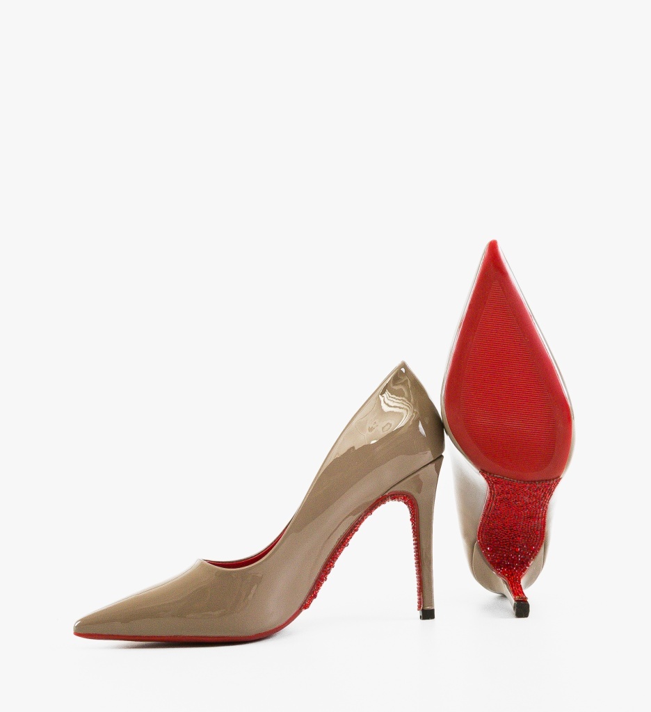 Pantofi dama Honny Khaki cu toc elegant - imagine 7