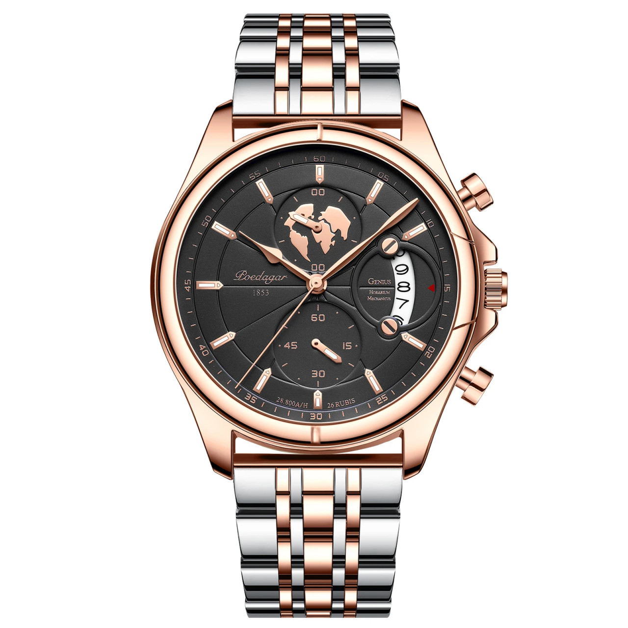 Ceas Poedagar Barbatesc Argintiu-Rose Gold