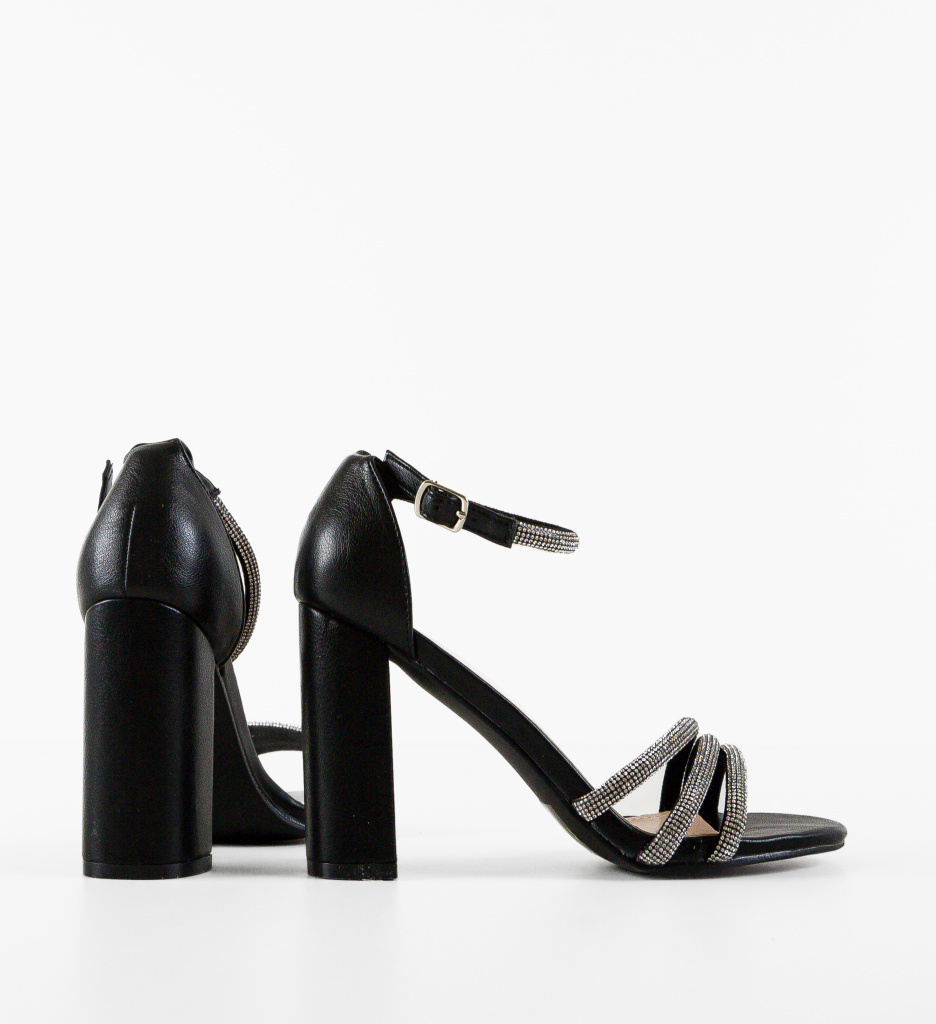 Sandale Awotwi Negre cu Toc Elegante - imagine 3