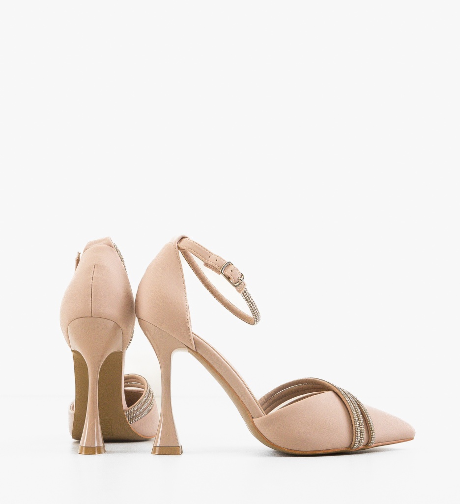 Pantofi Eleganți cu Toc Emix Bej - imagine 3