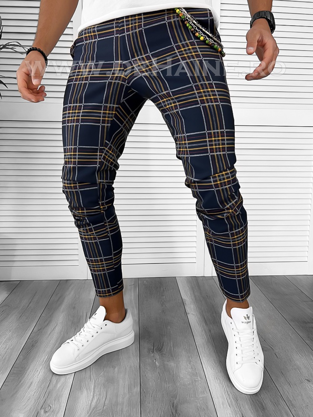 Pantaloni Casual Regular Fit Bleumarin | Bumbac 100%