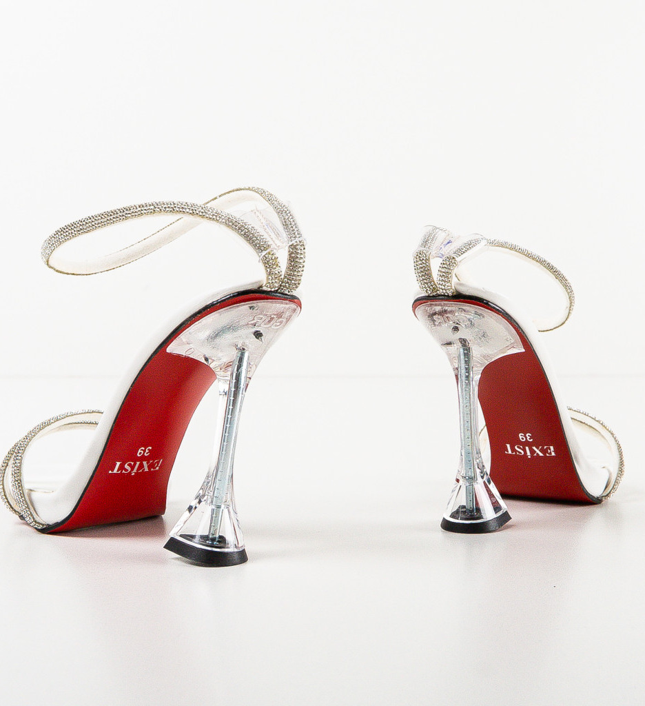 Sandale Garka Albe cu Toc Elegante - imagine 6