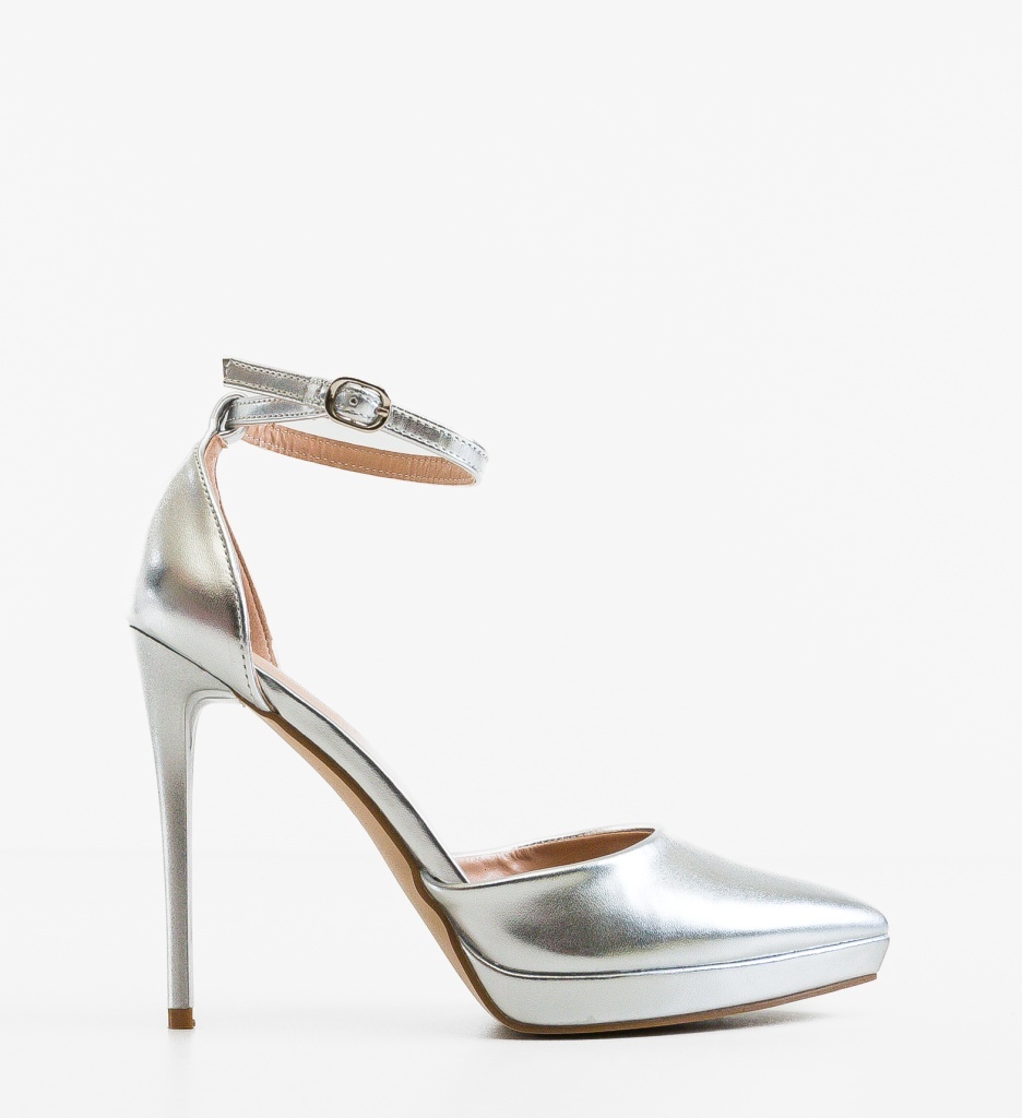 Pantofi dama Kamine Argintii Eleganti - imagine 6