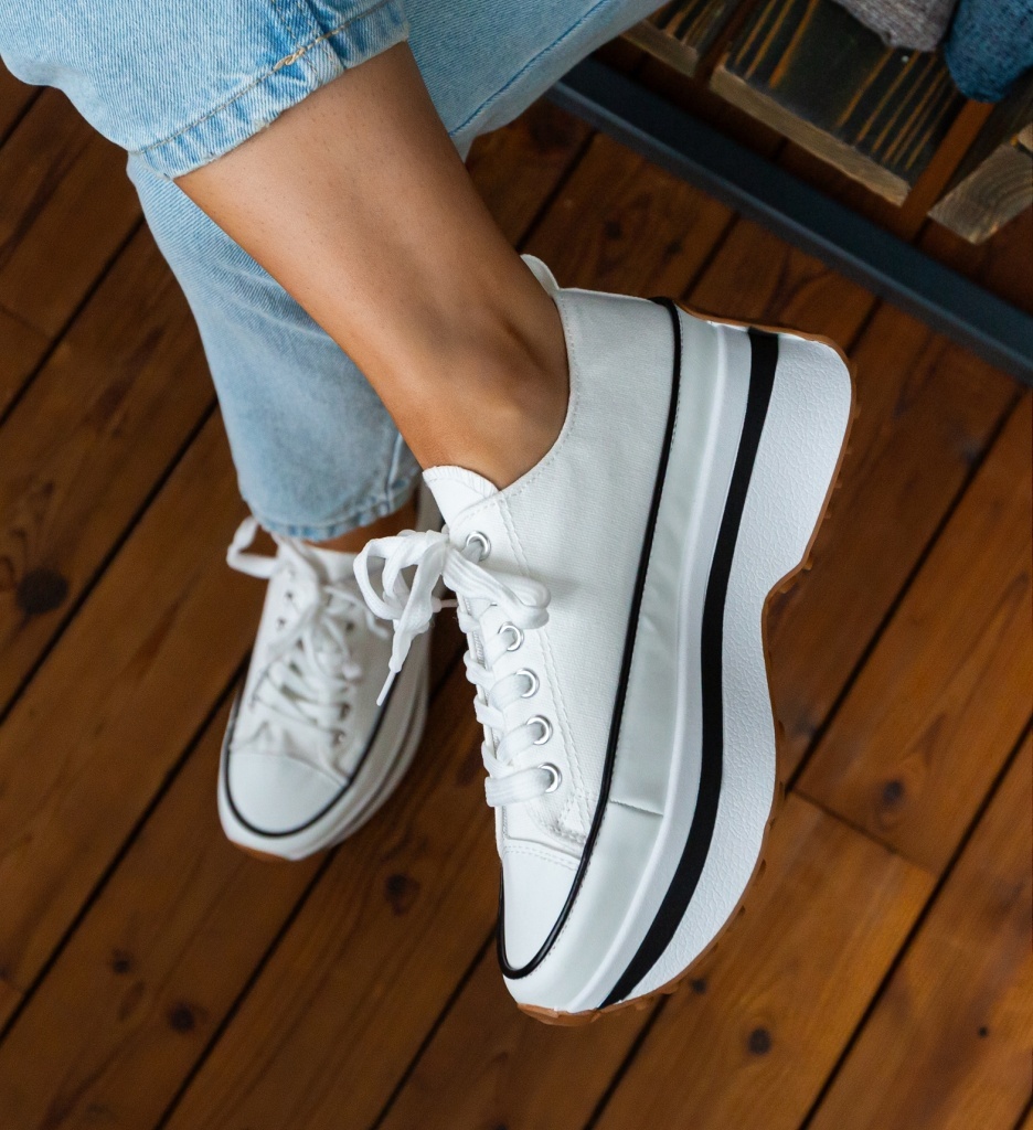 Sneakers Dama Marble Albi | Eleganță Sport - imagine 5