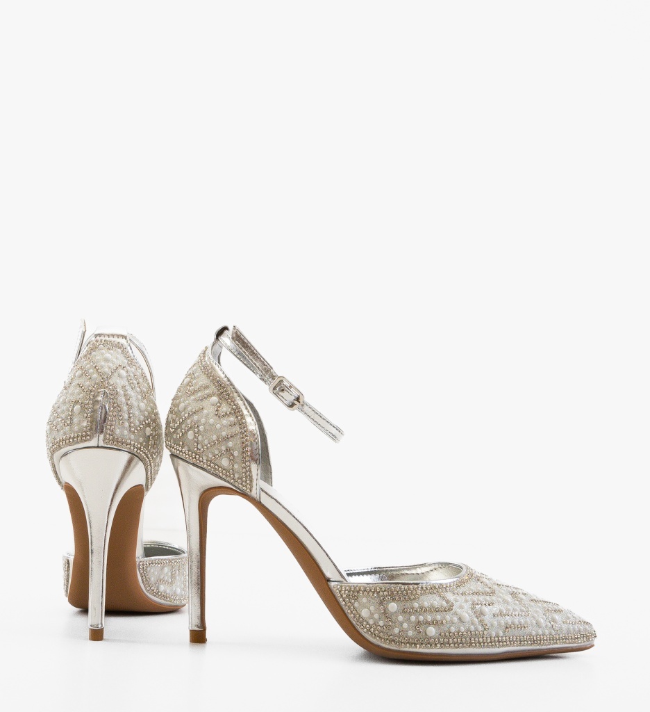 Pantofi cu Toc Regal Argintii Eleganți