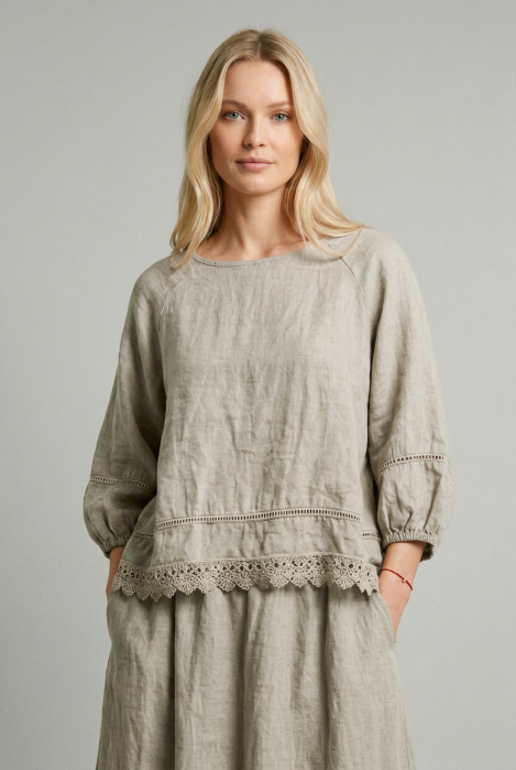Bluza In Shopika cu Dantela - Eleganta Naturala