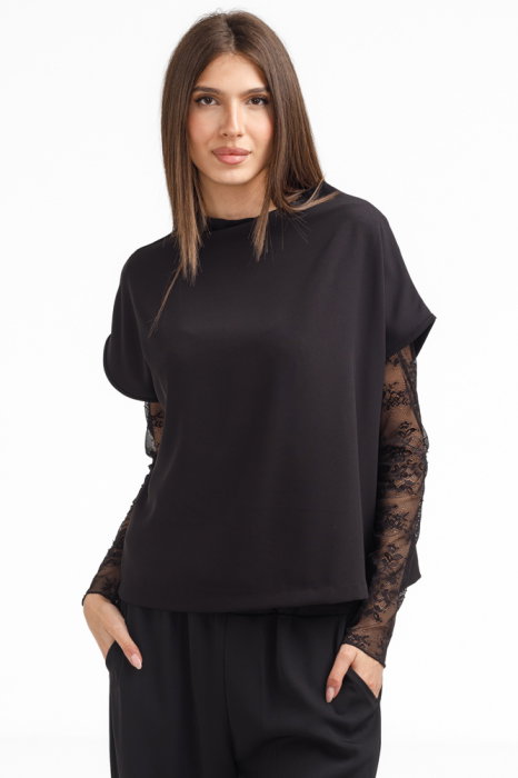 Bluză Dantelă Chic Neagră | Shopika