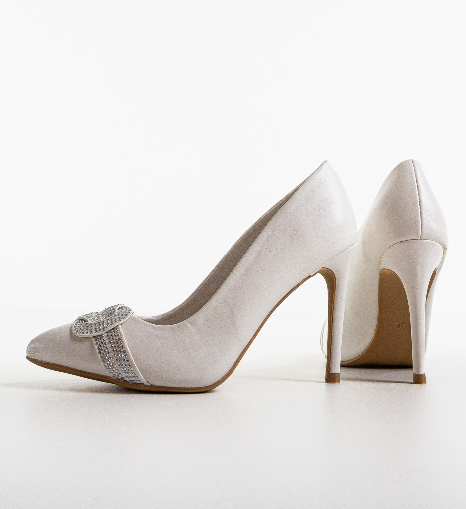 Pantofi Dama Brown Albi Eleganți cu Toc - imagine 6