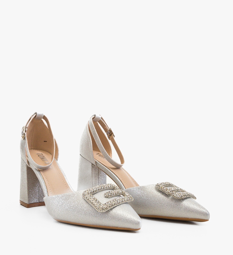 Pantofi cu toc Gimi Argintii - Eleganță și Stil - imagine 4