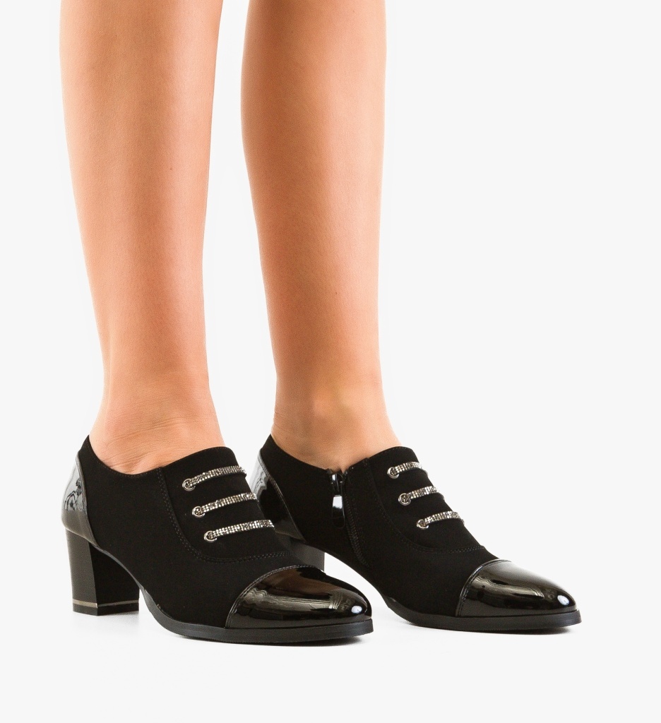 Pantofi dama Tylysh Negri eleganți cu toc - imagine 5