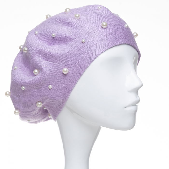 Bereta Lilac cu Perle Fine - Shopika - imagine 1