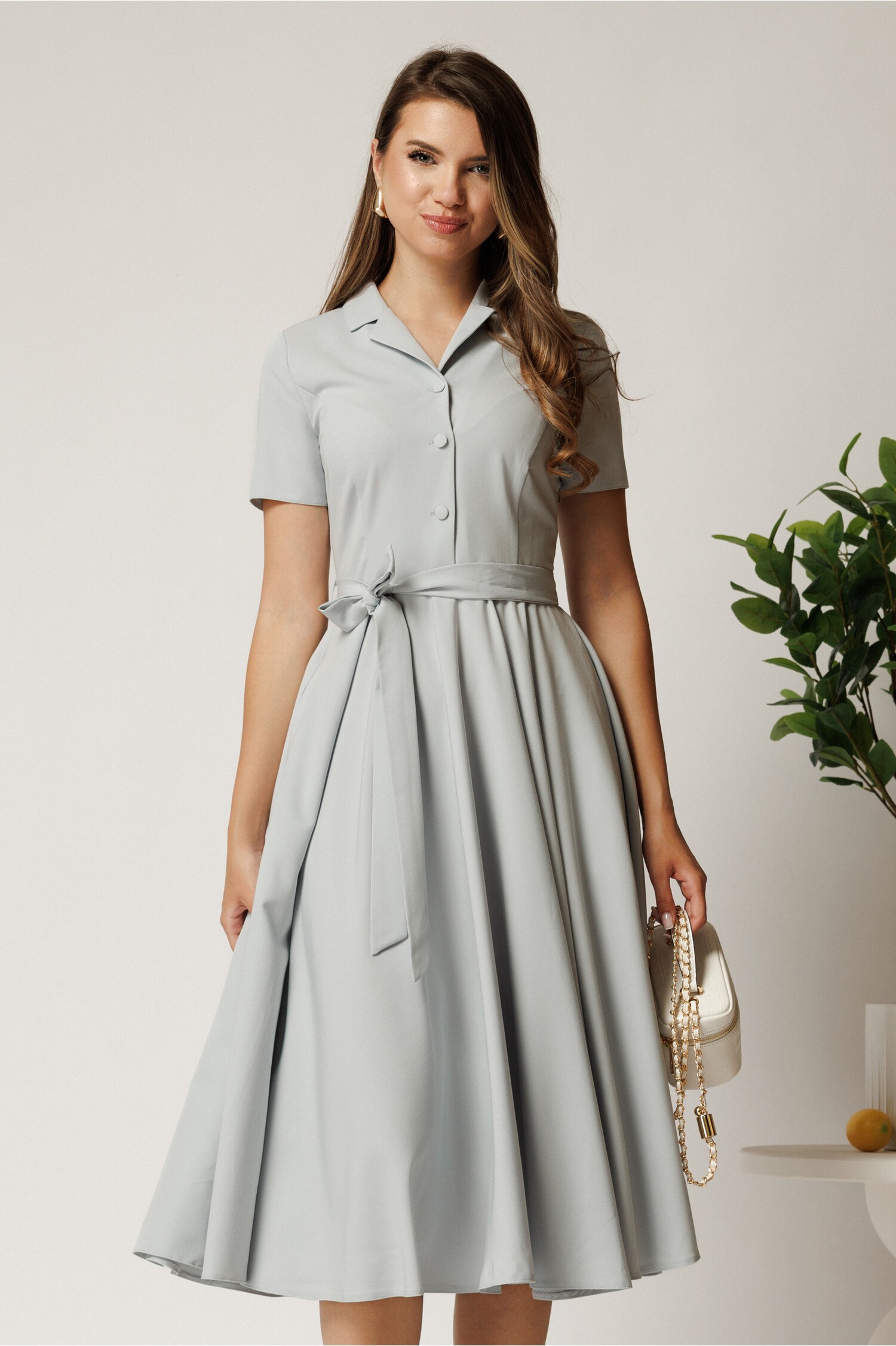 Rochie DY Fashion Gri Cordon | Eleganta Versatila