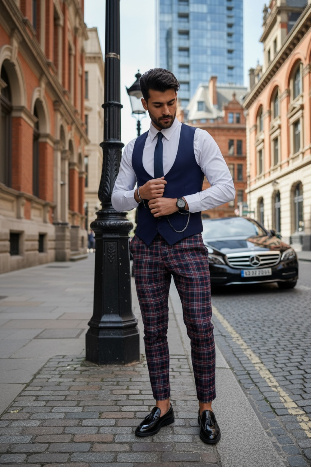 Compleu Barbati Elegant Vesta + Pantaloni B1823 - imagine 2