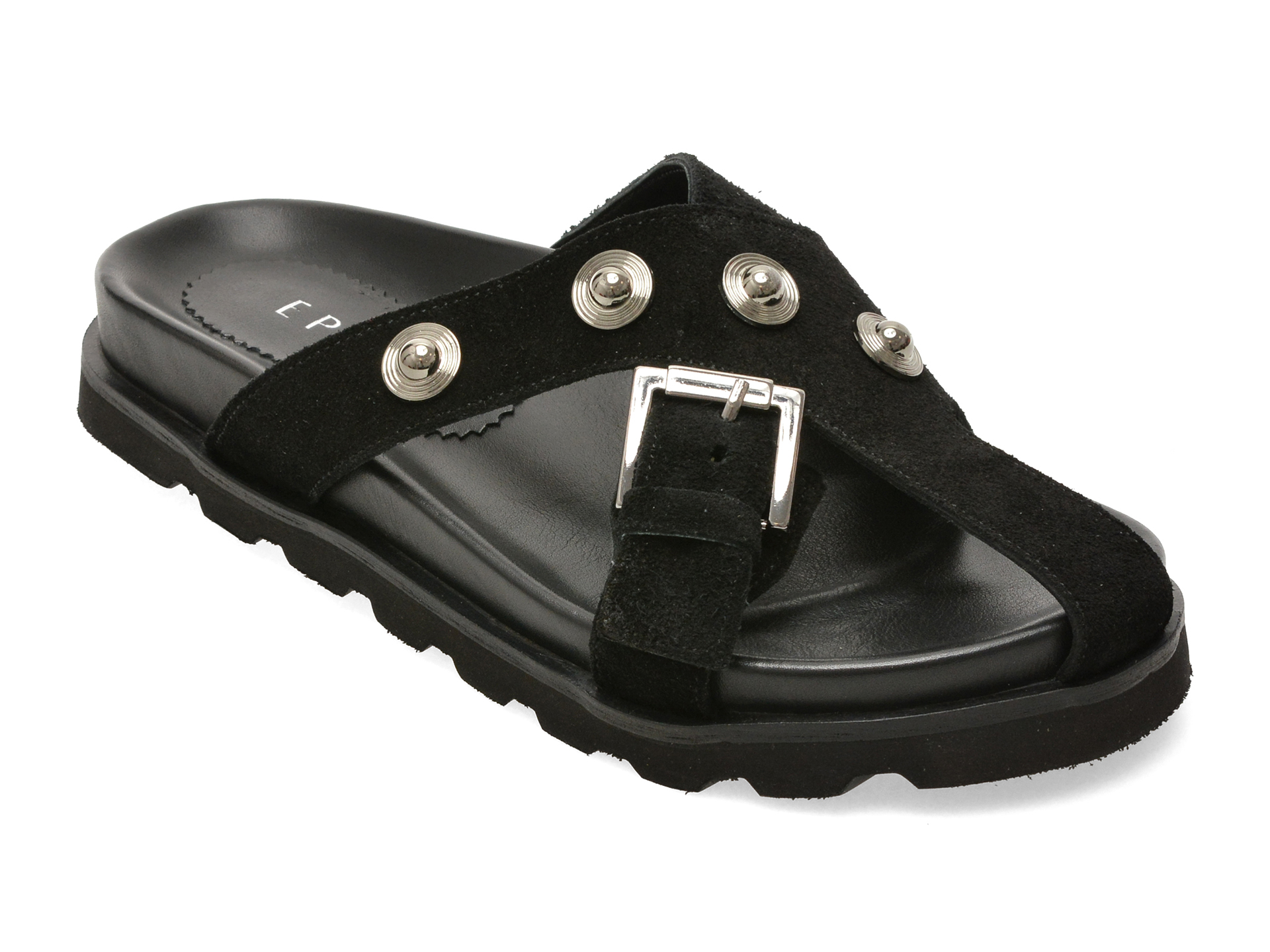Papuci Epica negri din piele intoarsa, eleganta maxima
