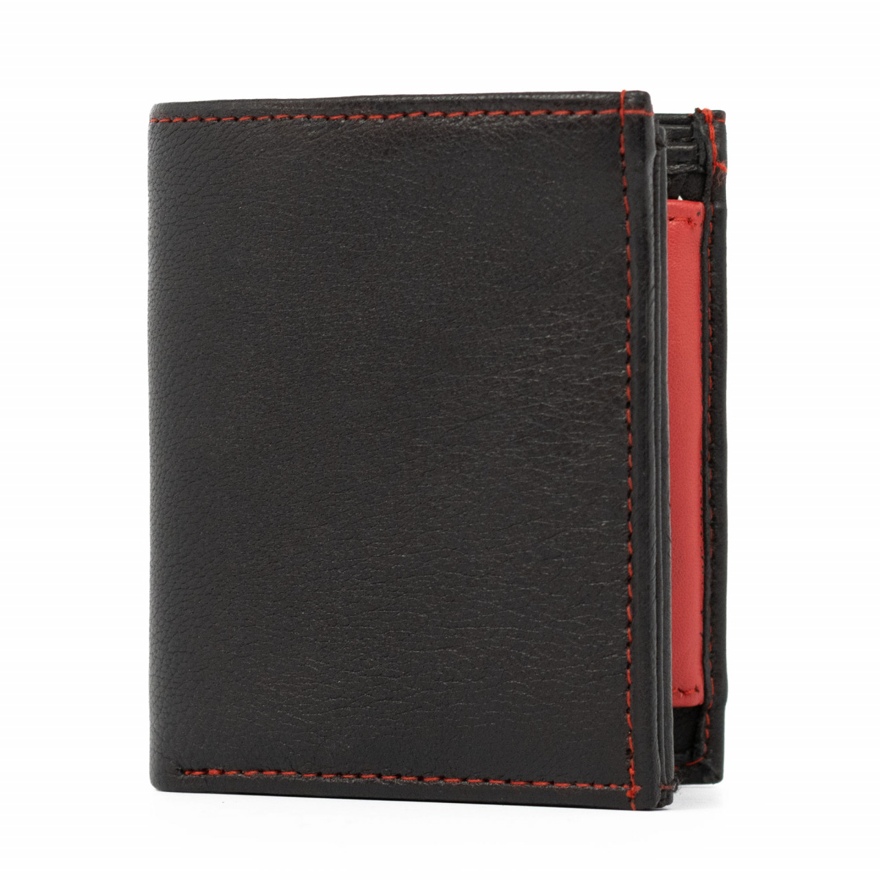 Portofel Landon Piele Naturală Negru-Roșu Delis