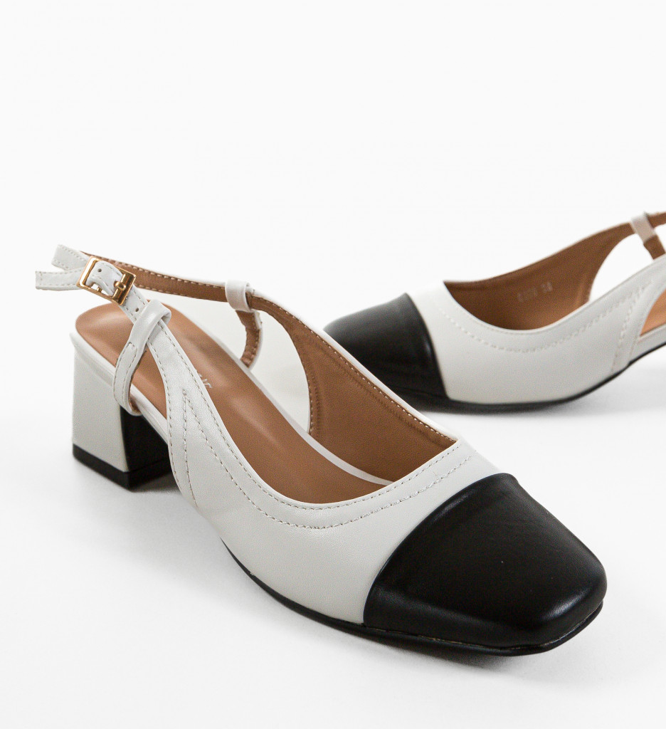 Pantofi Eilee Albi cu Toc Eleganți - imagine 8