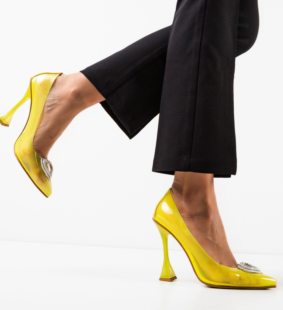 Pantofi Toc Galbeni Eleganți Myhear - imagine 2