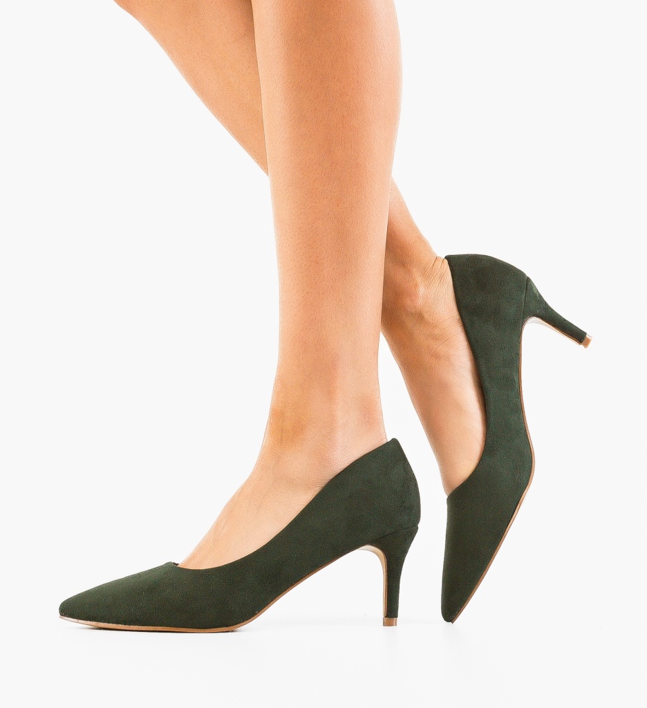 Pantofi Dama Eleganți cu Toc Verzi - imagine 4
