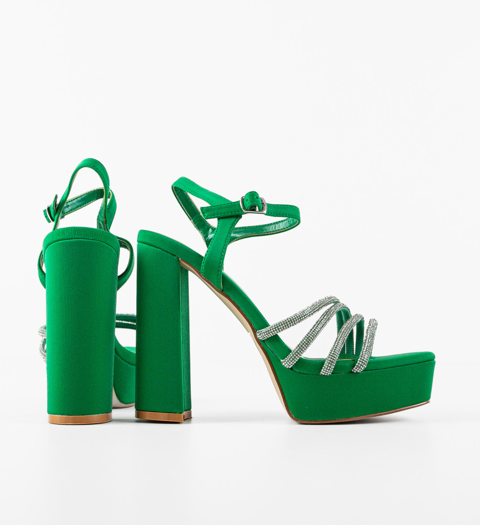 Sandale Dama Troy cu Toc Elegante, Verde - imagine 5