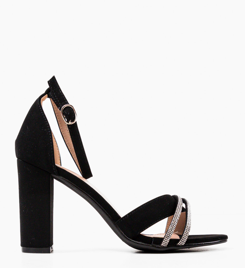 Sandale Dama Simba Negre cu Toc Elegant - imagine 4